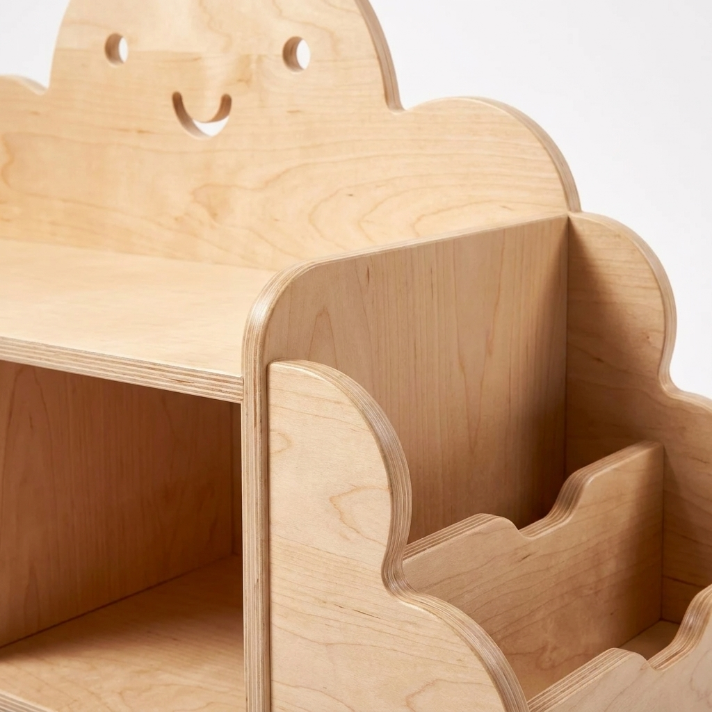 Cloud Bookshelf with Storage Bench