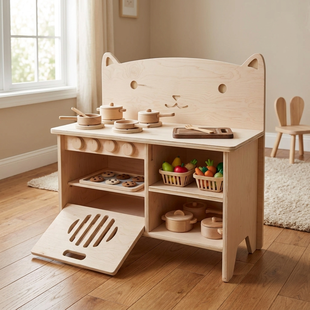 Maple Plywood Play Kitchen