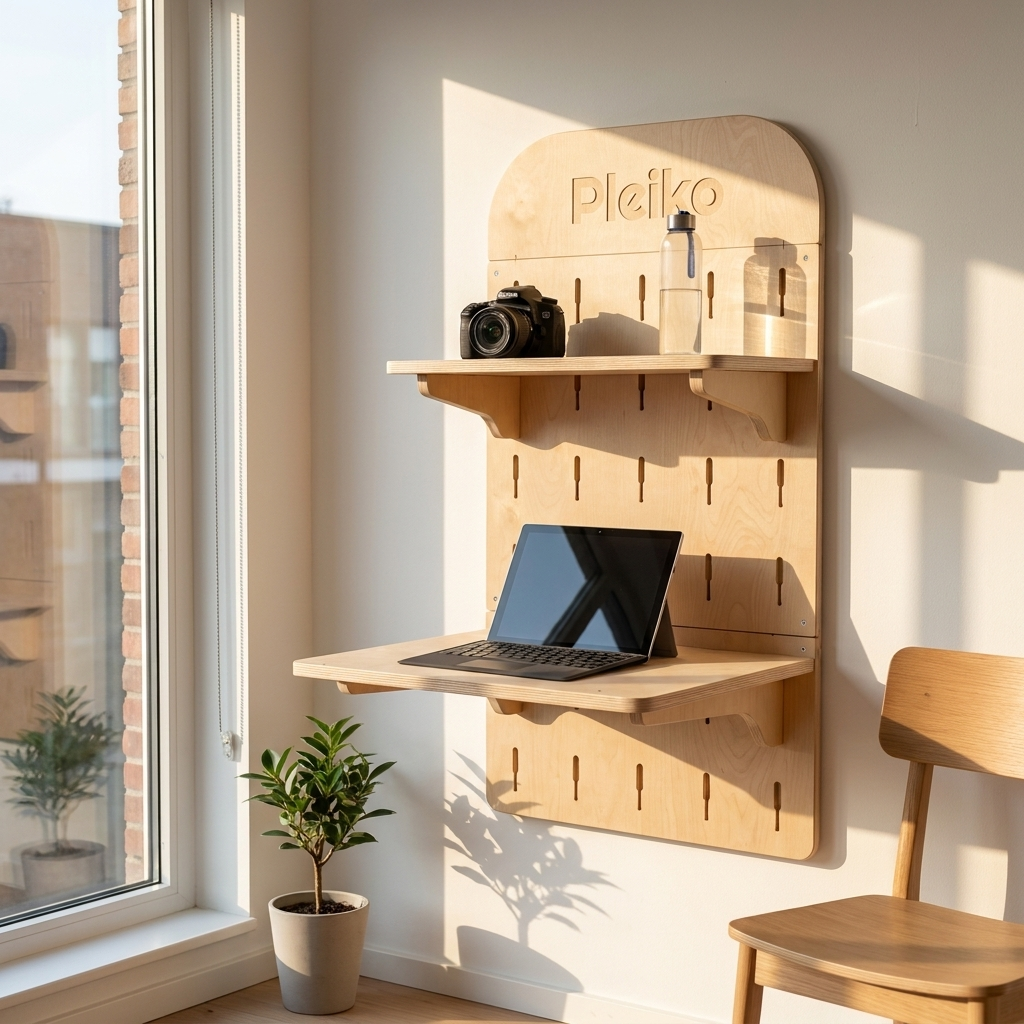 Wall Desk | Adjustable Pegboard Standing Desk